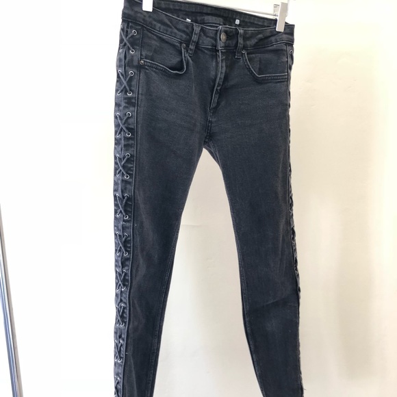 zara lace up jeans